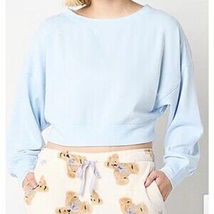 Arizona Juniors Fleece Womens Boat Neck Long Sleeve Sweatshirt Sz XL Light Blue